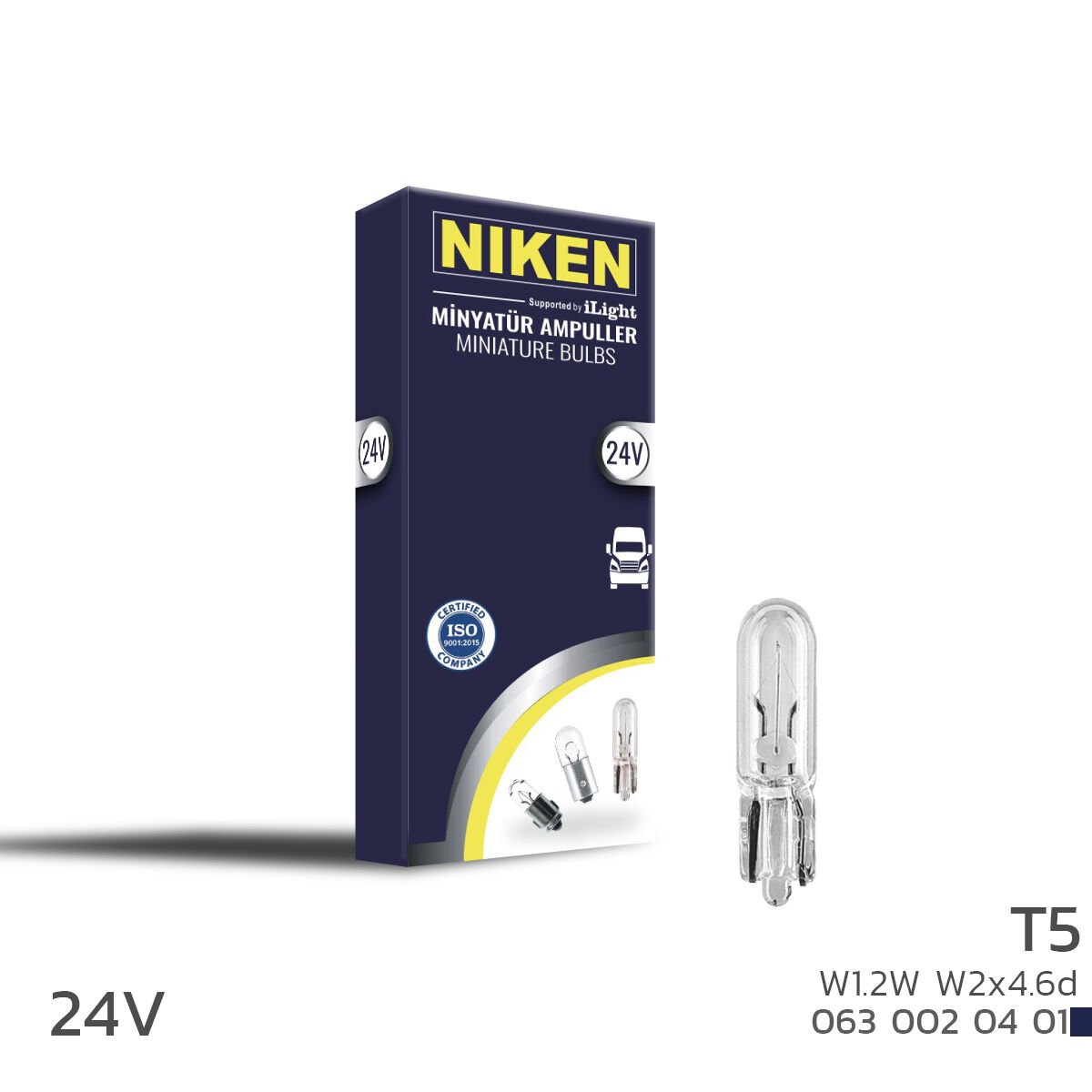 NIKEN 24V T5 W1.2W W2x4.6d Gösterge Ampulü 10’lu