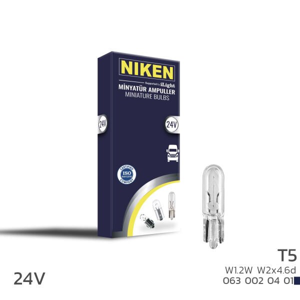 NIKEN 24V T5 W1.2W W2x4.6d Gösterge Ampulü 10’lu