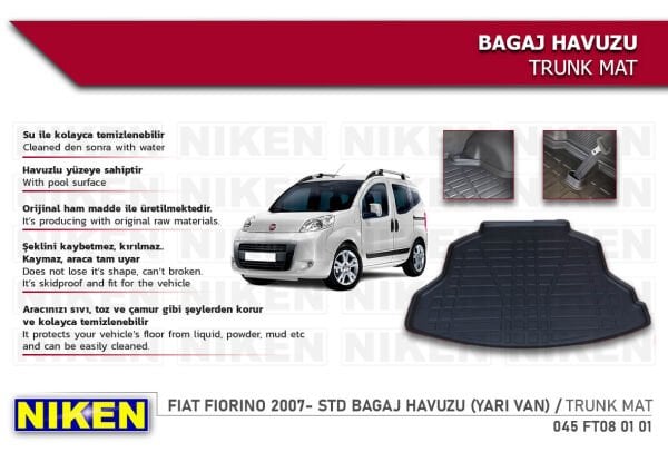 FIAT FIORINO 2007- STD BAGAJ HAVUZU (YARI VAN) | Araca Özel, Kaymaz ve Dayanıklı Koruma
