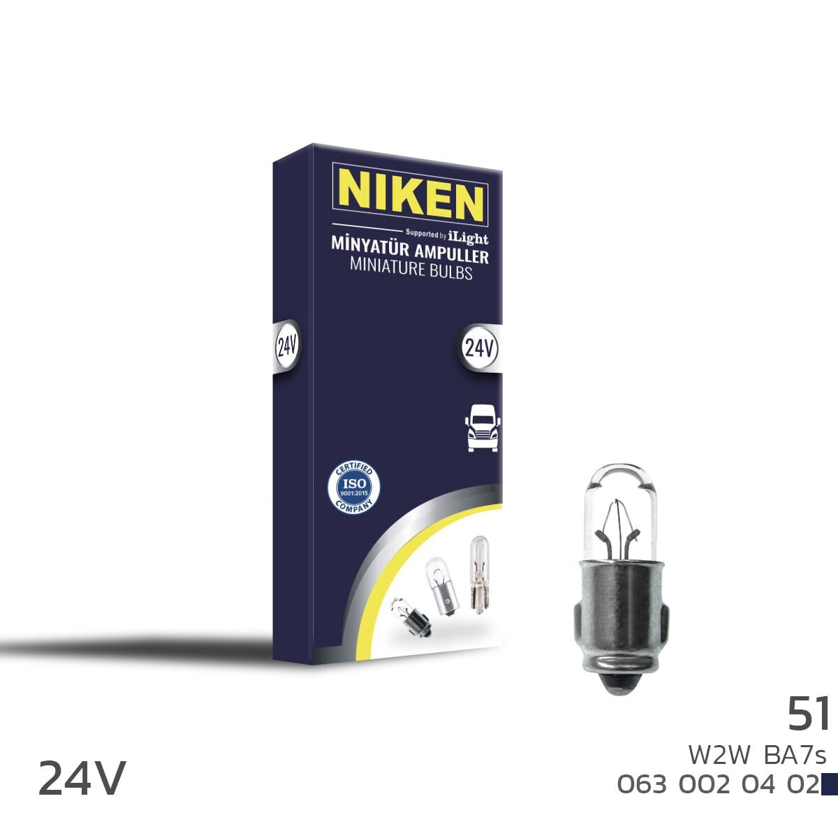 NIKEN 24V 51 W2W BA7s Gösterge Ampulü 10’lu