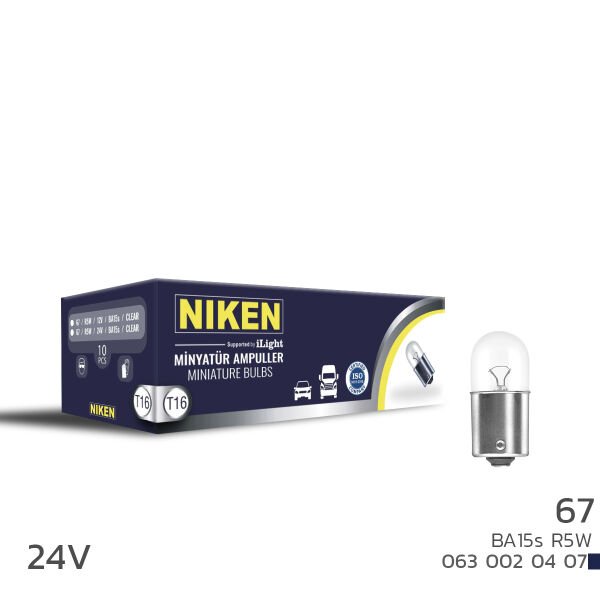 NIKEN 24V 67 R5W BA15s 5W Park Ampulü 10’lu