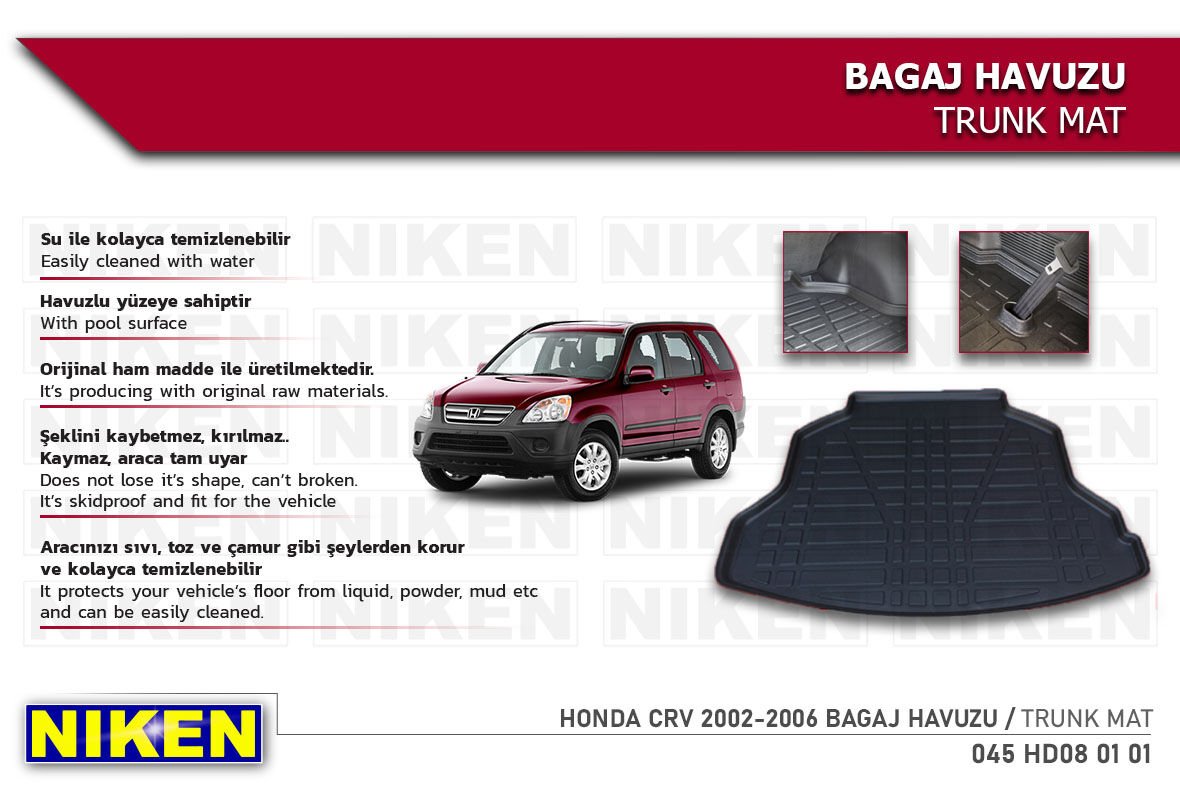 HONDA CR-V 2002-2006 BAGAJ HAVUZU | Araca Özel, Kaymaz ve Dayanıklı Koruma