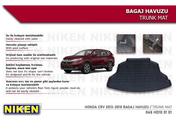 HONDA CR-V 2013-2018 BAGAJ HAVUZU | Araca Özel, Kaymaz ve Dayanıklı Koruma