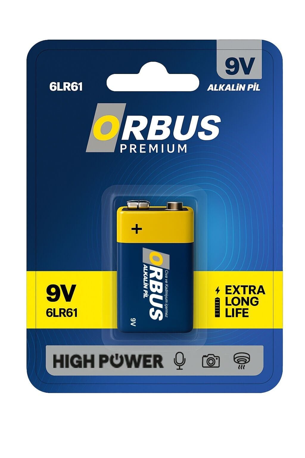 Alkalin 9V Pil 1'li Blister | Uzun Ömürlü ve Güçlü Enerji
