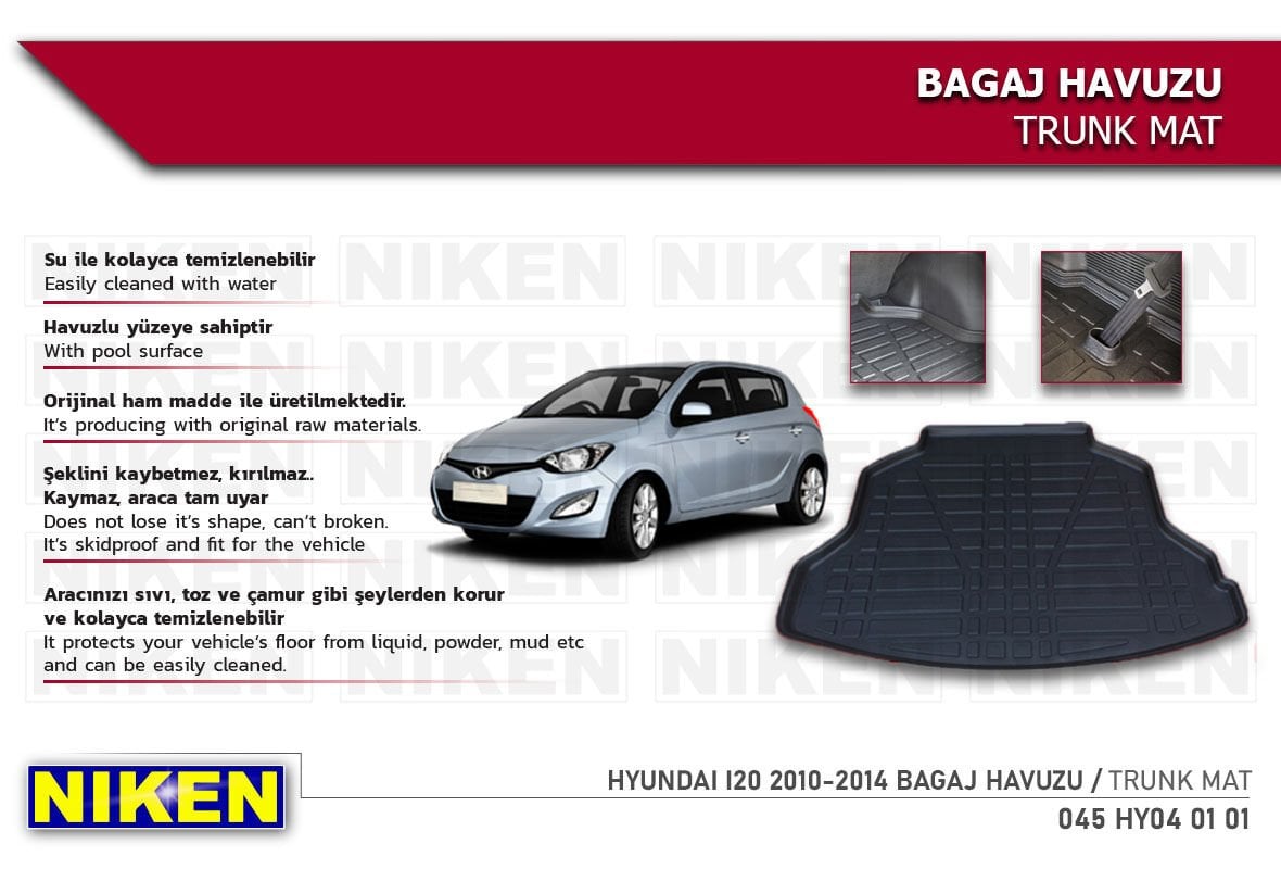 HYUNDAI i20 2010-2014 BAGAJ HAVUZU | Araca Özel, Kaymaz ve Dayanıklı Koruma