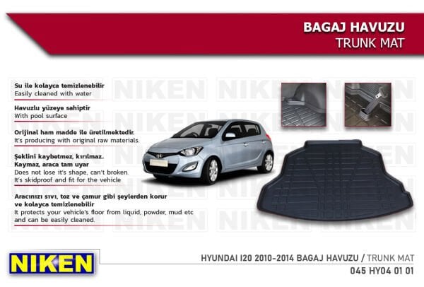 HYUNDAI i20 2010-2014 BAGAJ HAVUZU | Araca Özel, Kaymaz ve Dayanıklı Koruma