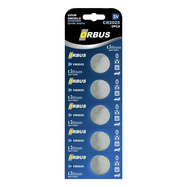 CR2025 Lityum Düğme Pil 5'li | Uzun Ömürlü Button Cell Pil