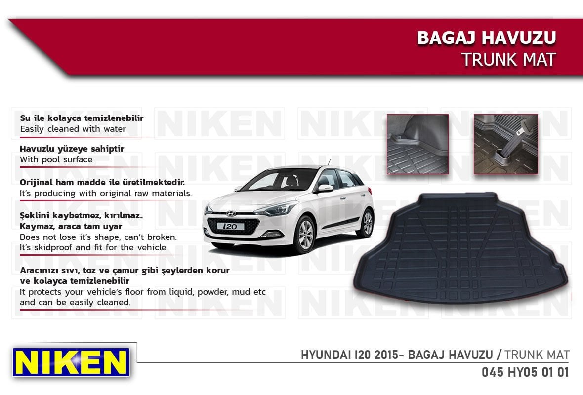 HYUNDAI i20 2015- BAGAJ HAVUZU | Araca Özel, Kaymaz ve Dayanıklı Koruma