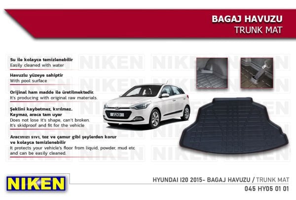 HYUNDAI i20 2015- BAGAJ HAVUZU | Araca Özel, Kaymaz ve Dayanıklı Koruma