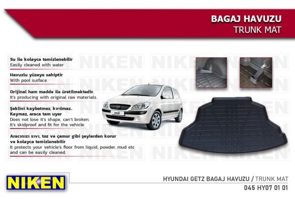 HYUNDAI GETZ BAGAJ HAVUZU | Araca Özel, Kaymaz ve Dayanıklı Koruma