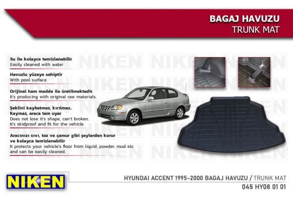 HYUNDAI ACCENT 1995-2000 BAGAJ HAVUZU | Araca Özel, Kaymaz ve Dayanıklı Koruma