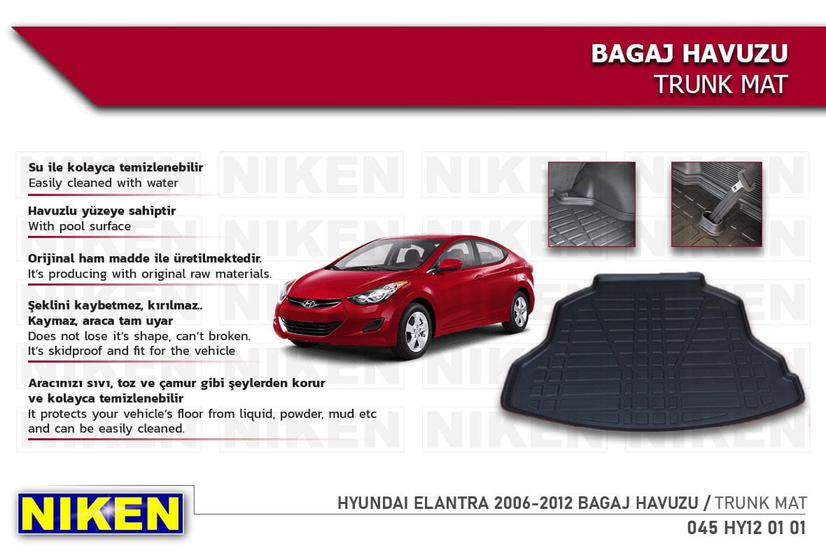Hyundai Elentra 2006-2012 Bagaj Havuzu – Aracınıza Özel Dayanıklı Koruma