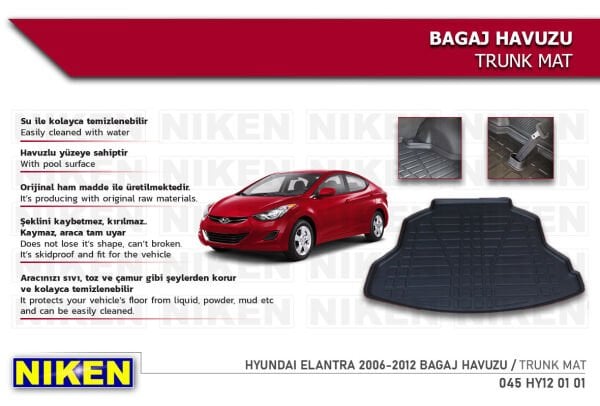 Hyundai Elentra 2006-2012 Bagaj Havuzu – Aracınıza Özel Dayanıklı Koruma