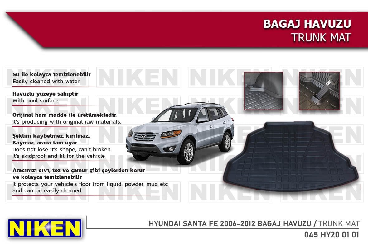 Hyundai Santa Fe 2006-2012 Bagaj Havuzu – Aracınıza Özel Dayanıklı Koruma