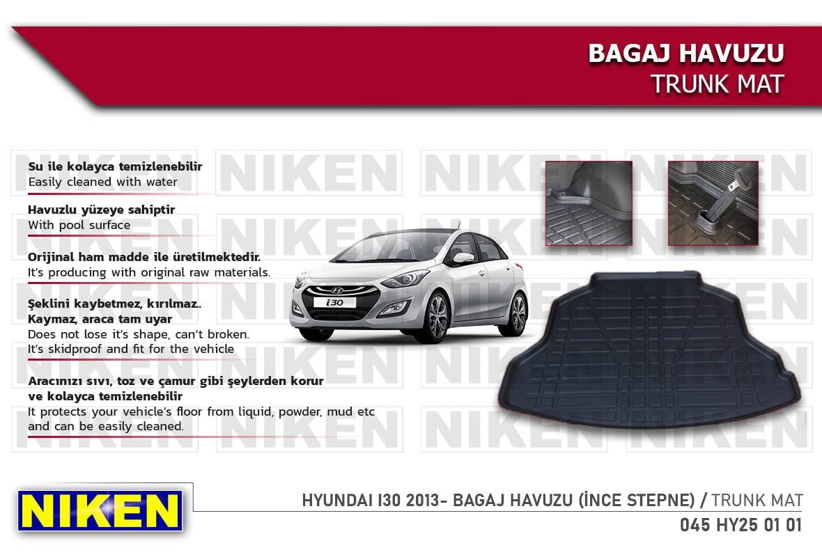 Hyundai i30 2013- Bagaj Havuzu (İnce Stepne) – Aracınıza Özel Dayanıklı Koruma