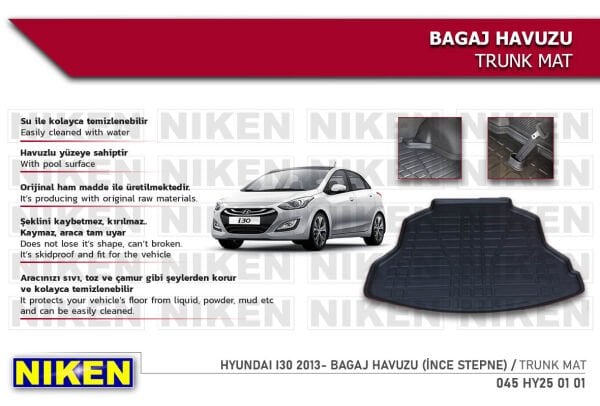 Hyundai i30 2013- Bagaj Havuzu (İnce Stepne) – Aracınıza Özel Dayanıklı Koruma