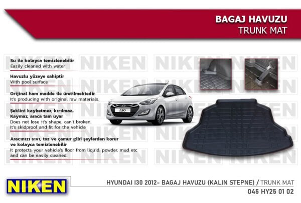 Hyundai i30 2012- Bagaj Havuzu (Kalın Stepne) – Aracınıza Özel Dayanıklı Koruma