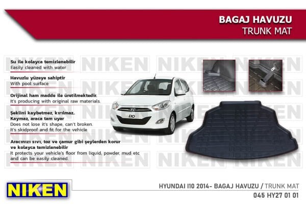 Hyundai i10 2014- Bagaj Havuzu – Aracınıza Özel Dayanıklı Koruma