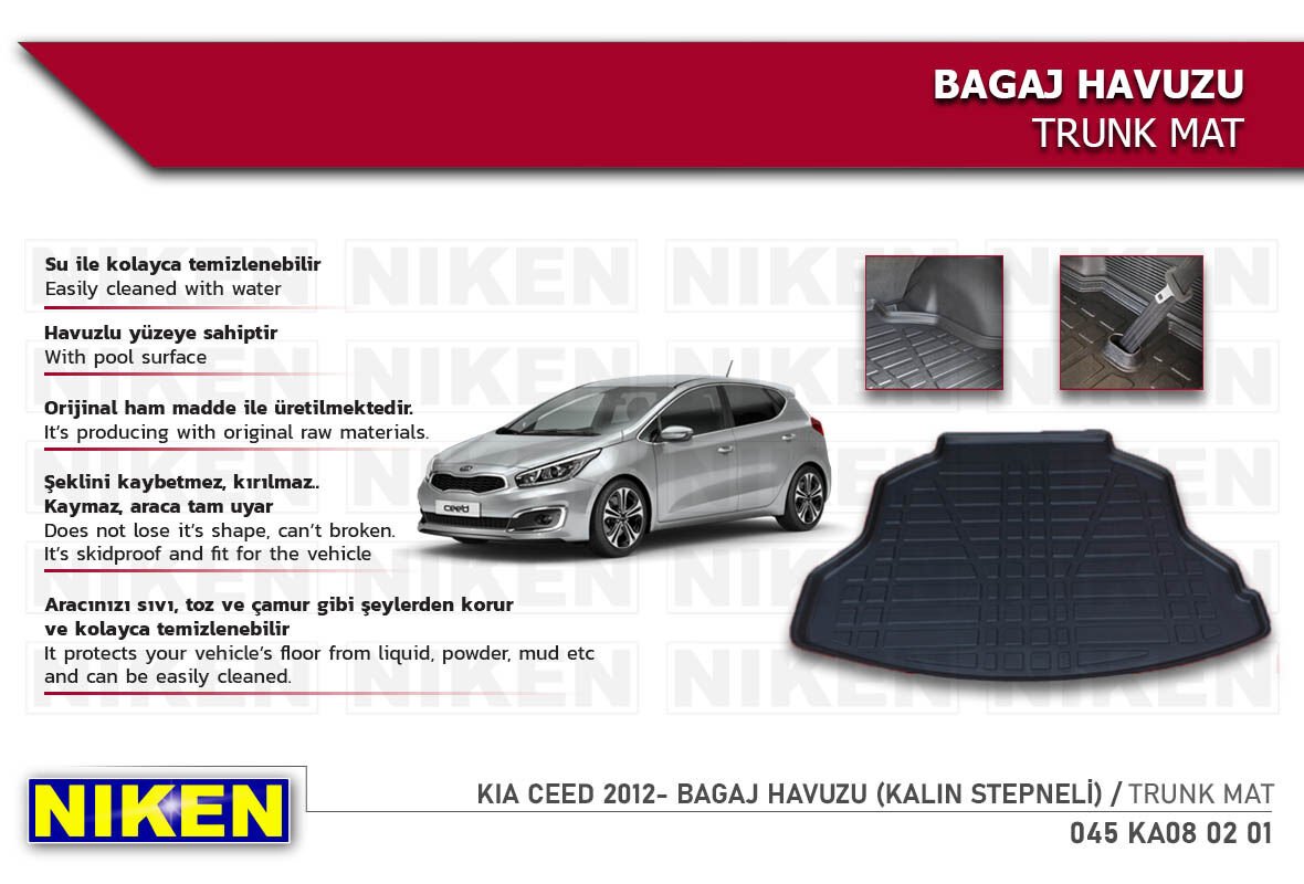 Kia Ceed 2012- Bagaj Havuzu (Kalın Stepneli) – Aracınıza Özel Dayanıklı Koruma