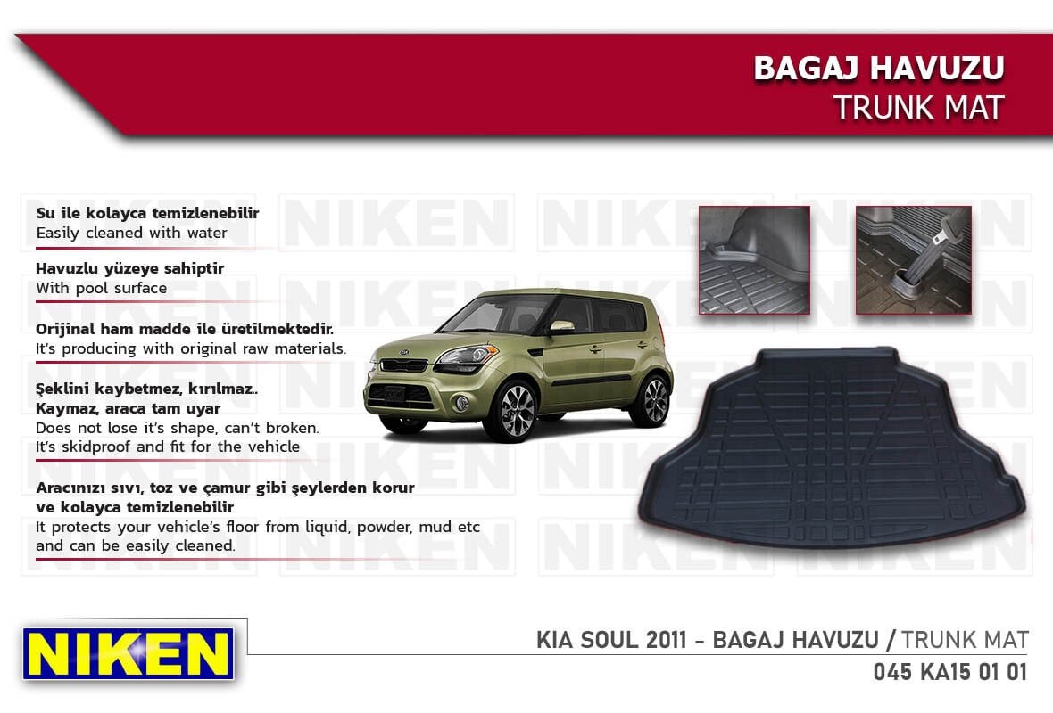 Kia Soul 2011- Bagaj Havuzu – Aracınıza Özel Dayanıklı Koruma