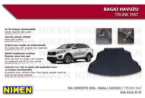 Kia Sorento 2016- Bagaj Havuzu – Aracınıza Özel Dayanıklı Koruma
