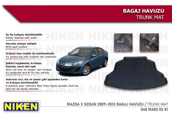 Mazda 3 Sedan 2009-2012 Bagaj Havuzu – Dayanıklı ve Araçla Tam Uyumlu