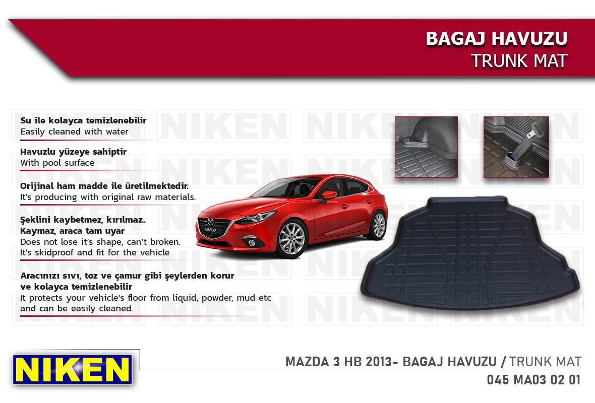 Mazda 3 HB 2013- Bagaj Havuzu – Dayanıklı ve Araçla Tam Uyumlu