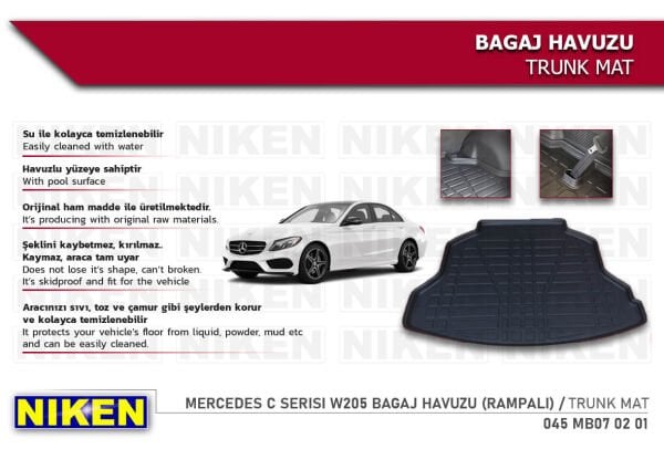 Mercedes C Serisi W205 Bagaj Havuzu (Rampalı) – Dayanıklı ve Araçla Tam Uyumlu