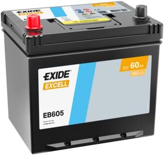 Exide Excell EB605 12V 60Ah 480A D23 Ters Kutup Korean B1 Bakımsız Akü