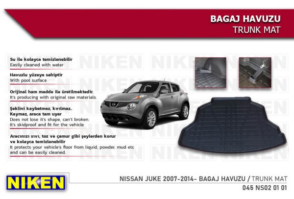 Nissan Juke 2007-2014 Bagaj Havuzu – Su Geçirmez ve Dayanıklı