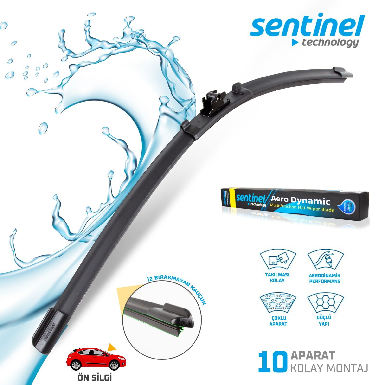 Sentinal 550 mm (22”) 9 Aparatlı Universal Muz Tipi Ön Cam Silecek Süpürgesi