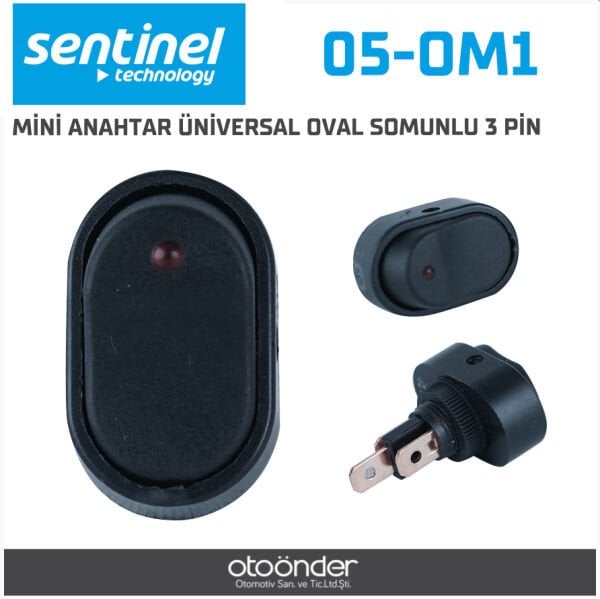 Mini Anahtar Üniversal Oval Somunlu 3 Pin Sentinal Dayanıklı Gövde Güvenilir Kontrol Anahtarı