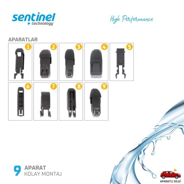 700 MM Silecek Süpürgesi 9 Aparatlı 28 Sentinal Dayanıklı Kauçuk Güçlü ve Sessiz Silme Performansı