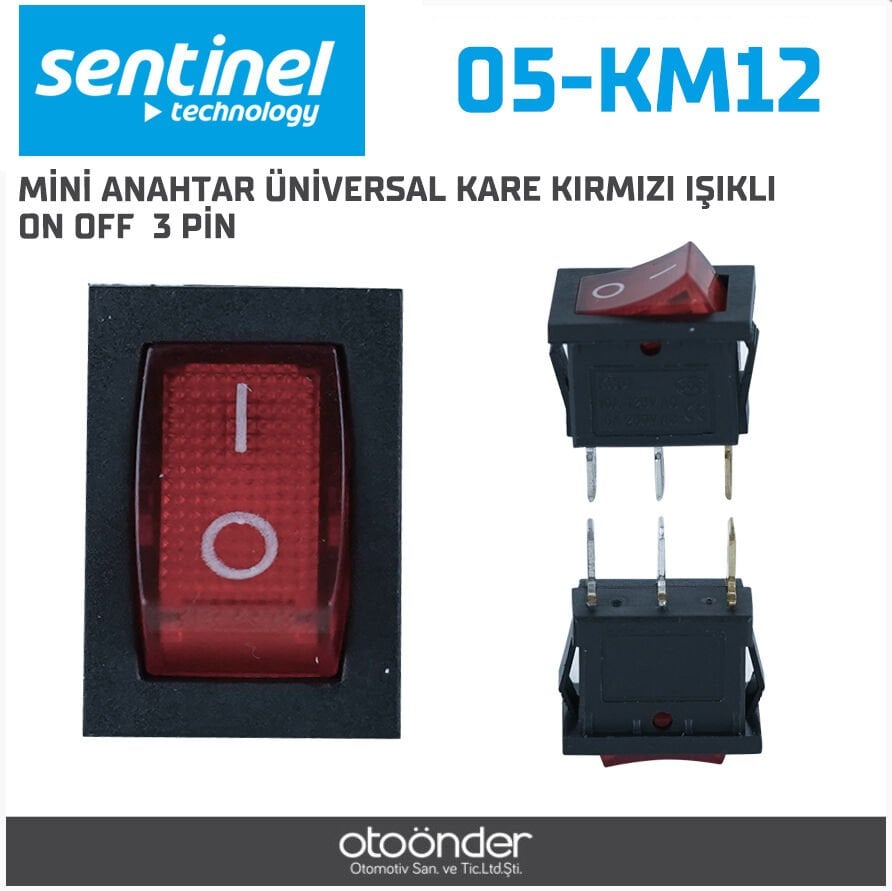 Mini Anahtar Üniversal Kare Kırmızı Işıklı On Off Sentinal Dayanıklı Gövde Güvenilir Açma Kapama Anahtarı