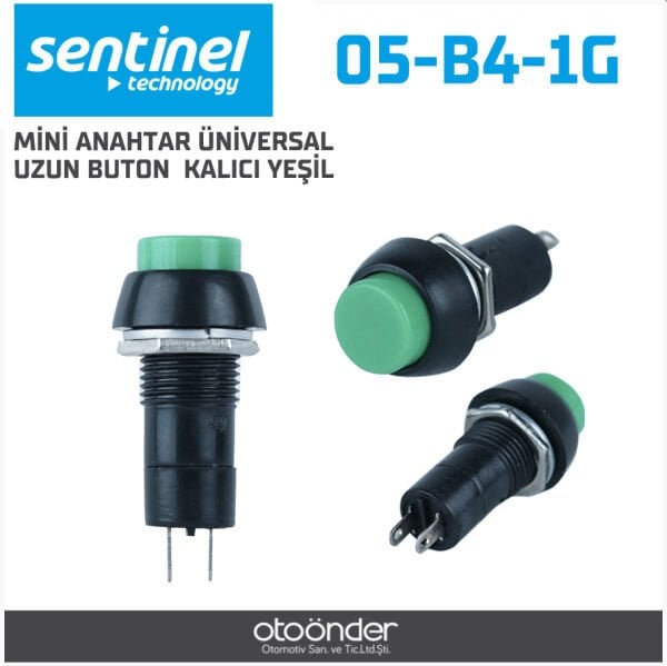 Mini Anahtar Üniversal Uzun Buton Yaylı Kalıcı Yeşil Sentinal Dayanıklı Gövde Güvenilir Kontrol Butonu