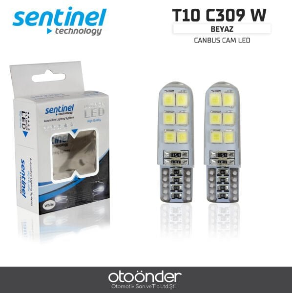 T10 C309 W Canbus Silikonlu Beyaz 12V 12 Ledli Ampül Sentinal