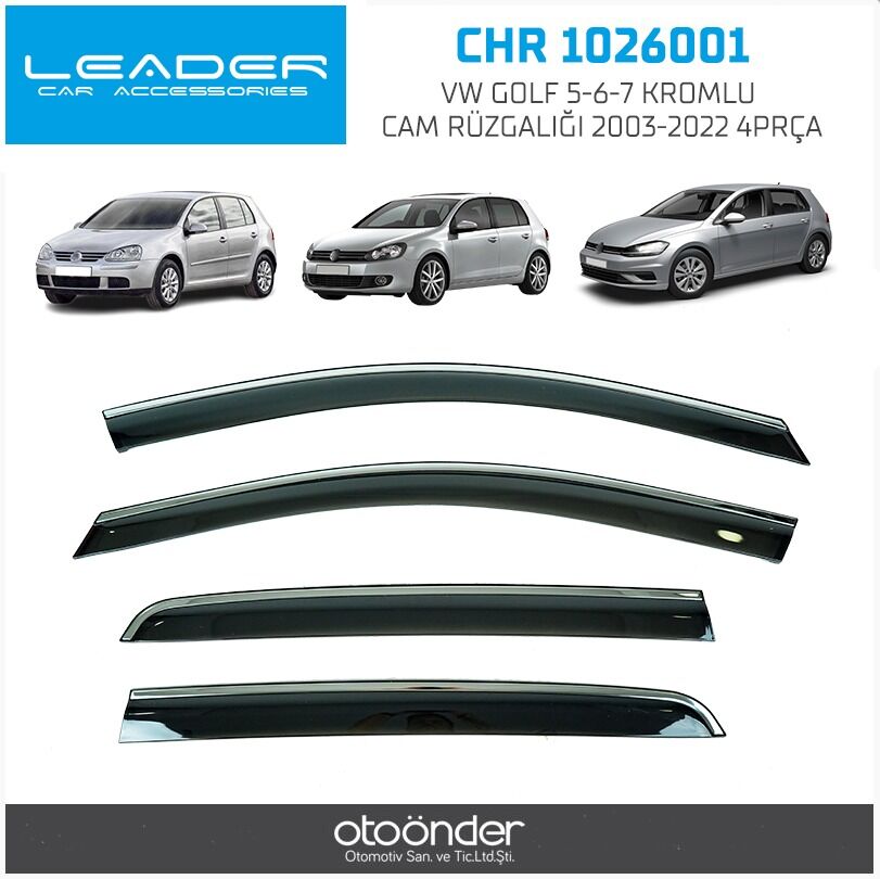 VW Golf 5 6 7 Kromlu Cam Rüzgarlığı 2003–2022 Sentinal 4lü Set