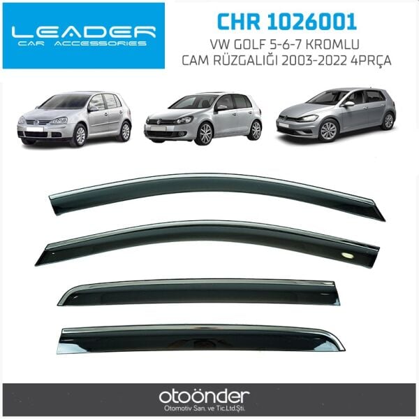 VW Golf 5 6 7 Kromlu Cam Rüzgarlığı 2003–2022 Sentinal 4lü Set