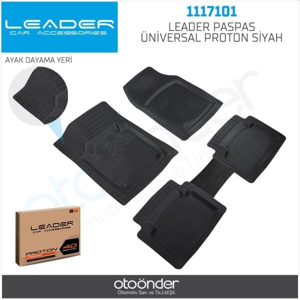 Leader Paspas Üniversal Proton Siyah Sentinal Dayanıklı Oto Paspası