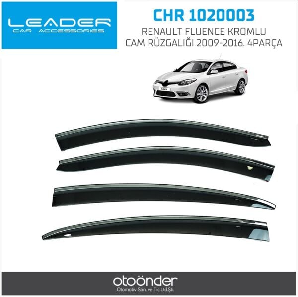 Renault Fluence Kromlu Cam Rüzgarlığı 2009–2016 Sentinal 4lü Set