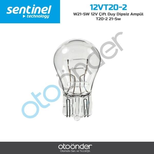 12V Çift Duy Dipsiz Ampül T20-2 Sentinal Cam Ampül